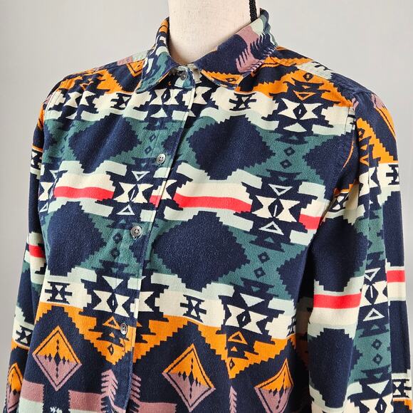 Woolrich Southwestern Print Flannel Button-Up Aztec Cotton Shirt | Women M - Picture 15 of 16